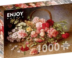 Puzzle Uma cesta de rosas e cravos