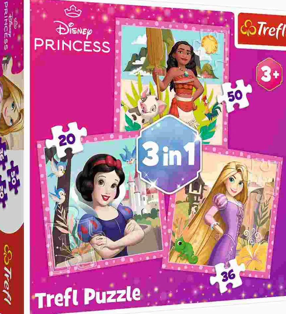 Puzzle 3v1 Princesa Disney: Vaiana, Locika e Branca de Neve