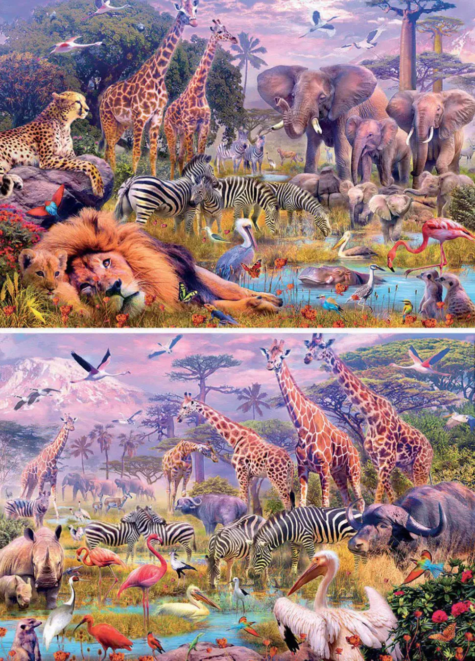 Puzzle 2x100 animais selvagens